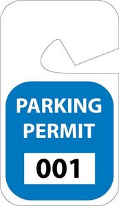 PARKING PERMIT, REARVIEW MIRROR, BLUE, 001-100