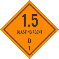 DOT SHIPPING LABEL, 1.5 BLASTING AGENT D, A, 4X4, PS VINYL, 500/ROLL
