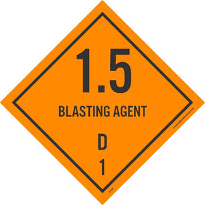 DOT SHIPPING LABEL, 1.5 BLASTING AGENT D, A, 4X4, PS VINYL, 500/ROLL