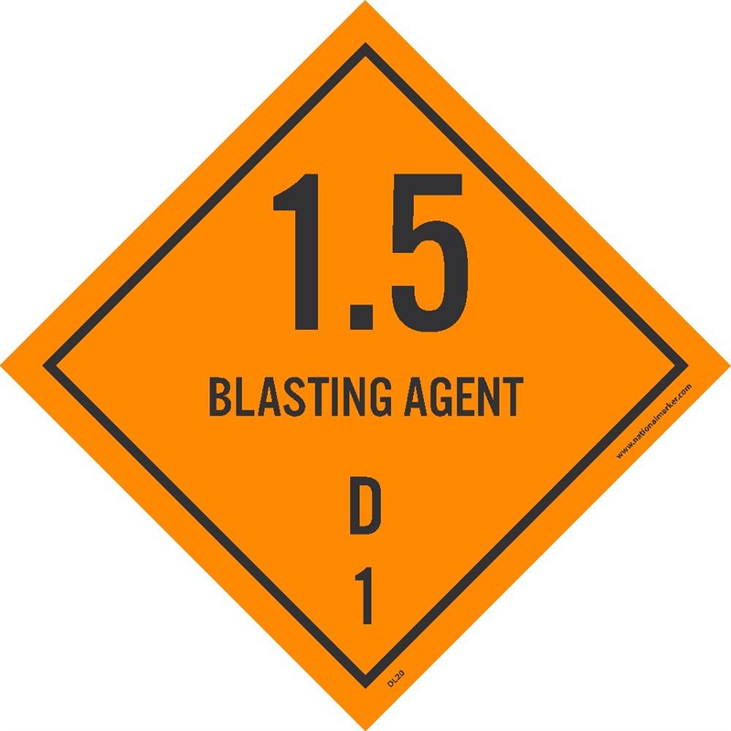 DOT SHIPPING LABEL, 1.5 BLASTING AGENT D, A, 4X4, PS VINYL, 500/ROLL