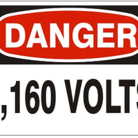 Danger 4,160 Volts Signs | D-8720