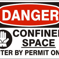 Danger Confined Space Enter By Permit Only With Graphic Signs | D-9689