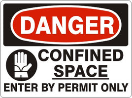 Danger Confined Space Enter By Permit Only With Graphic Signs | D-9689