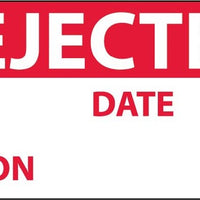 INSPECTION LABEL, REJECTED, RED/WHT, 1X2 1/4, PS VINYL (27 LABELS)
