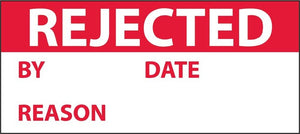 INSPECTION LABEL, REJECTED, RED/WHT, 1X2 1/4, PS VINYL (27 LABELS)