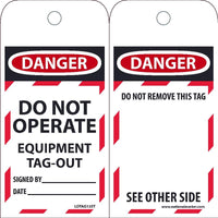 Danger Do Not Operate Equipment Taged-Out  Lockout Tags | LOTAG13
