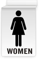 Women With Graphic Ceiling Double-Sided Signs