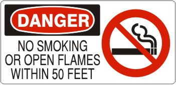 Danger No Smoking Or Open Flames Within 50 Feet Signs | DP-4746