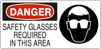 Danger Safety Glasses Required In This Area Signs | DP-7106