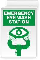 Emergency Eye Wash Station With Graphic Ceiling Double-Sided Signs
