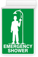 Emergency Shower With Graphic Ceiling Double-Sided Signs
