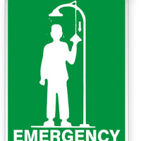 Emergency Shower With Graphic Ceiling Double-Sided Signs