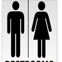 Restrooms With Graphic Ceiling Double-Sided Signs