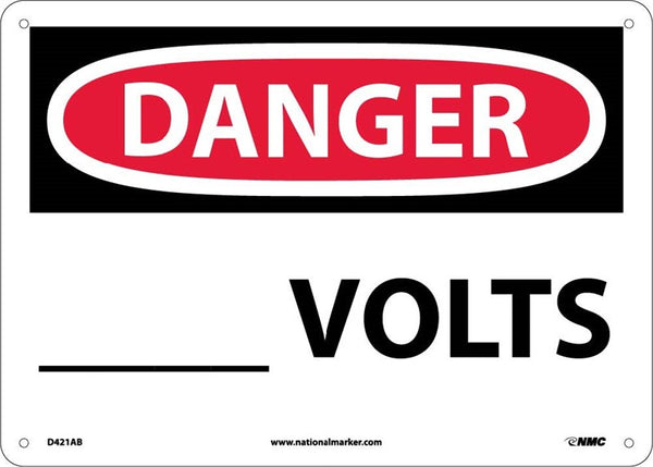 DANGER, ____ VOLTS, 10X14, .040 ALUM