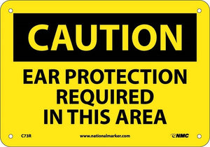 CAUTION, EAR PROTECTION REQUIRED IN THIS AREA, 10X14, RIGID PLASTIC