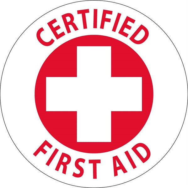 HARD HAT LABEL, CERTIFIED FIRST AID, 2