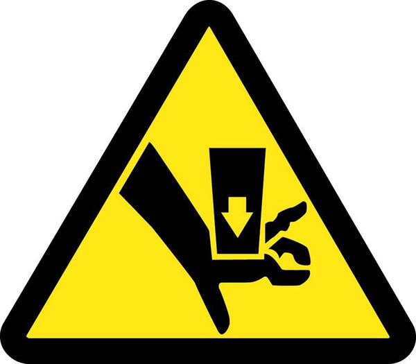 LABEL, GRAPHIC FOR CRUSH HAZARD, 2IN DIA, PS VINYL