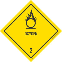 DOT SHIPPING LABEL, OXYGEN 2, 4X4, PS VINYL, 500/ROLL