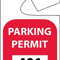 PARKING PERMIT, REARVIEW MIRROR, RED, 401-500