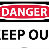 DANGER, KEEP OUT, 10X14, RIGID PLASTIC