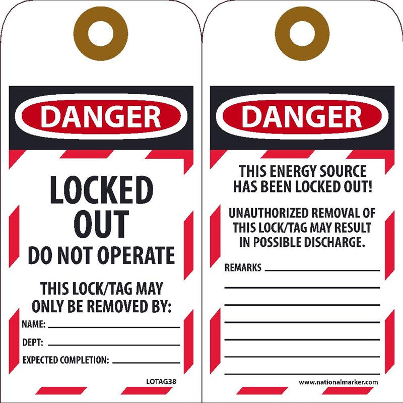Danger Locked Out Do Not Operate Lockout Tags | LOTAG38