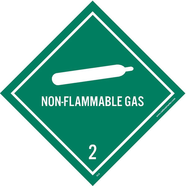 DOT SHIPPING LABEL, NON FLAMMABLE GAS 2, 4X4, PS VINYL, 500/ROLL