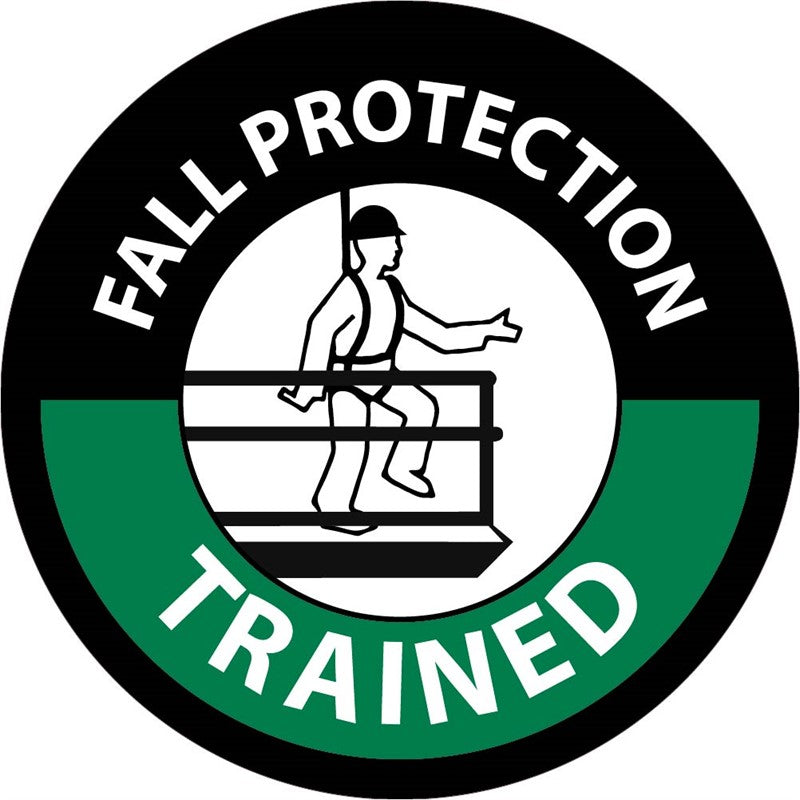 HARD HAT LABEL, FALL PROTECTION TRAINED, 2