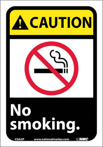 CAUTION, NO SMOKING (W/GRAPHIC), 14X10, .040 ALUM