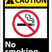 CAUTION, NO SMOKING (W/GRAPHIC), 10X7, RIGID PLASTIC