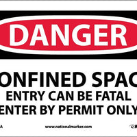 DANGER, CONFINED SPACE ENTRY CAN BE FATAL ENTER BY PERMIT ONLY, 7X10, .040 ALUM