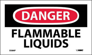 DANGER, FLAMMABLE LIQUIDS, 3X5, PS VINYL, 5PK