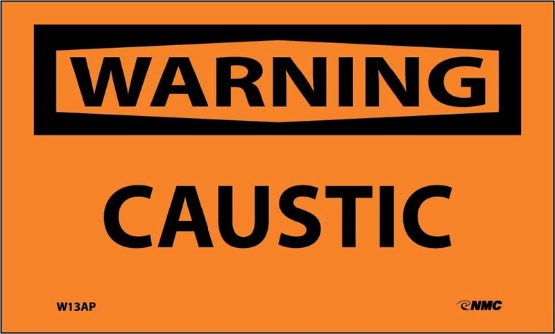 WARNING, CAUSTIC, 3X5, PS VINYL, 5/PK