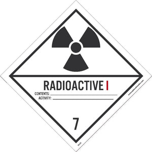 DOT SHIPPING LABELS, RADIOACTIVE I, 4X4, PS VINYL, 25/PK