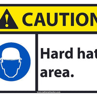 CAUTION HARD HAT AREA SIGN, 7X10, .050 PLASTIC