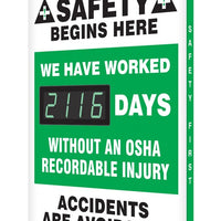 Digi-Day® 3 Electronic Safety Scoreboards: We Have Worked __Days Without An OSHA Recordable Injury
