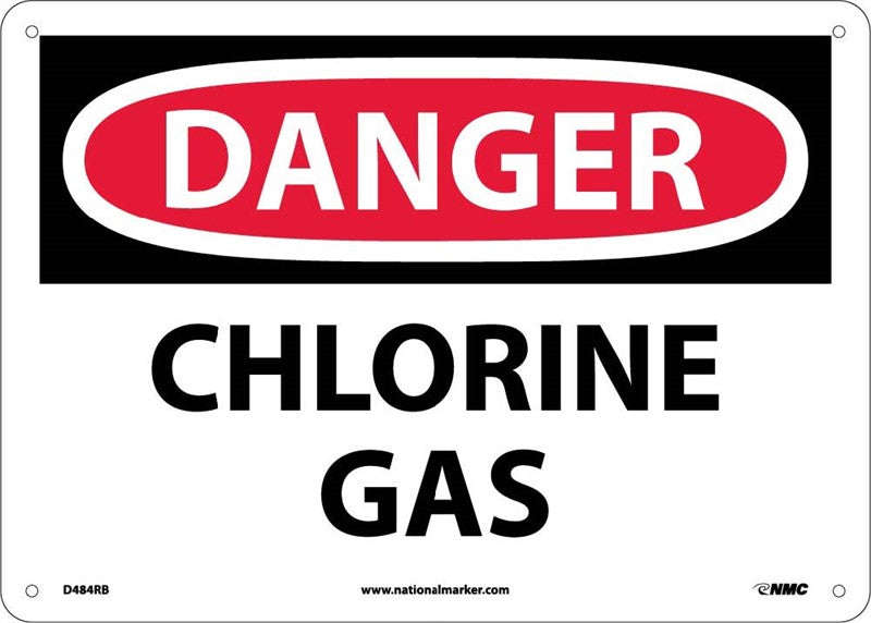 DANGER, CHLORINE GAS, 10X14, .040 ALUM