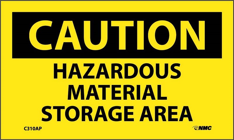 CAUTION, HAZARDOUS MATERIAL STORAGE AREA, 3X5, PS VINYL, 5/PK
