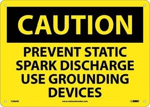 CAUTION, PREVENT STATIC SPARK DISCHARGE USE GROUNDING DEVICES, 10X14, PS VINYL