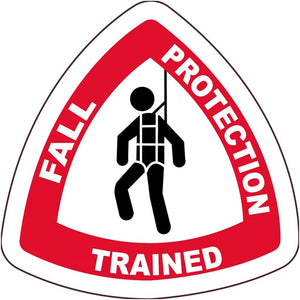 HARD HAT LABEL, FALL PROTECTION TRAINED, 2" X 2", REFLECTIVE PS VINYL, 25/PK