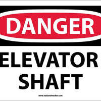 DANGER, ELEVATOR SHAFT, 10X14, RIGID PLASTIC