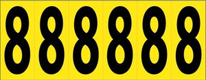NUMBER CARD, 3" 8 (6 NUMBERS/CARD), PS CLOTH