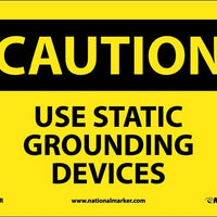 CAUTION, USE STATIC GROUNDING DEVICES, 7X10, RIGID PLASTIC