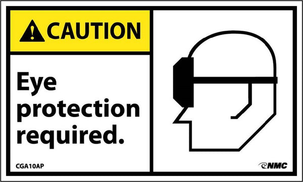 CAUTION, EYE PROTECTION REQUIRED (GRAPHIC), 3X5, PS VINYL, 5/PK