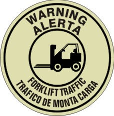 Warning Forklift Traffic Bilingual Glow Anti-Slip Floor Decals | FDGL-47