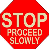 Stop Proceed Slowly Glow Anti-Slip Floor Decals | FDGL-4
