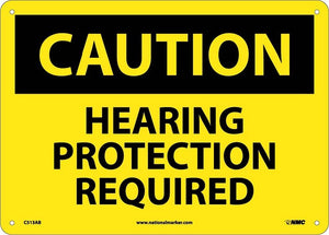 CAUTION, HEARING PROTECTION REQUIRED, 10X14, .040 ALUM