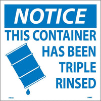 LABELS, NOTICE THIS CONTAINER HAS BEEN TRIPLE RINSED, 6X6, PS VINYL, 25/PK