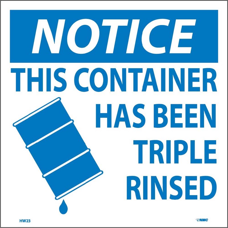 LABELS, NOTICE THIS CONTAINER HAS BEEN TRIPLE RINSED, 6X6, PS PAPER, 500/RL