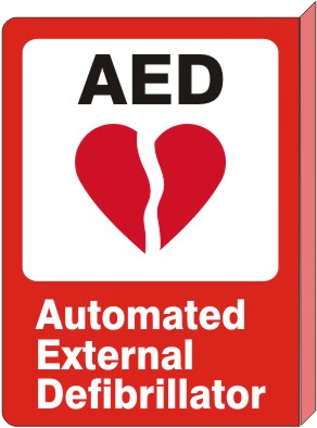 AED Automated External Defibrillator 90 Degree D/S Wall Signs | FL-01