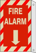Fire Alarm Down Arrow Flange Glow Sign | FLGL-2607